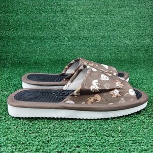 Unbranded Slippers Women Large 8-9 Brown Cat Print Massage Footbed Slide-ons‎